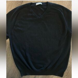 J Crew Sweater Mens Size XL Black Cotton Cashmere Blend  V-neck Excellent